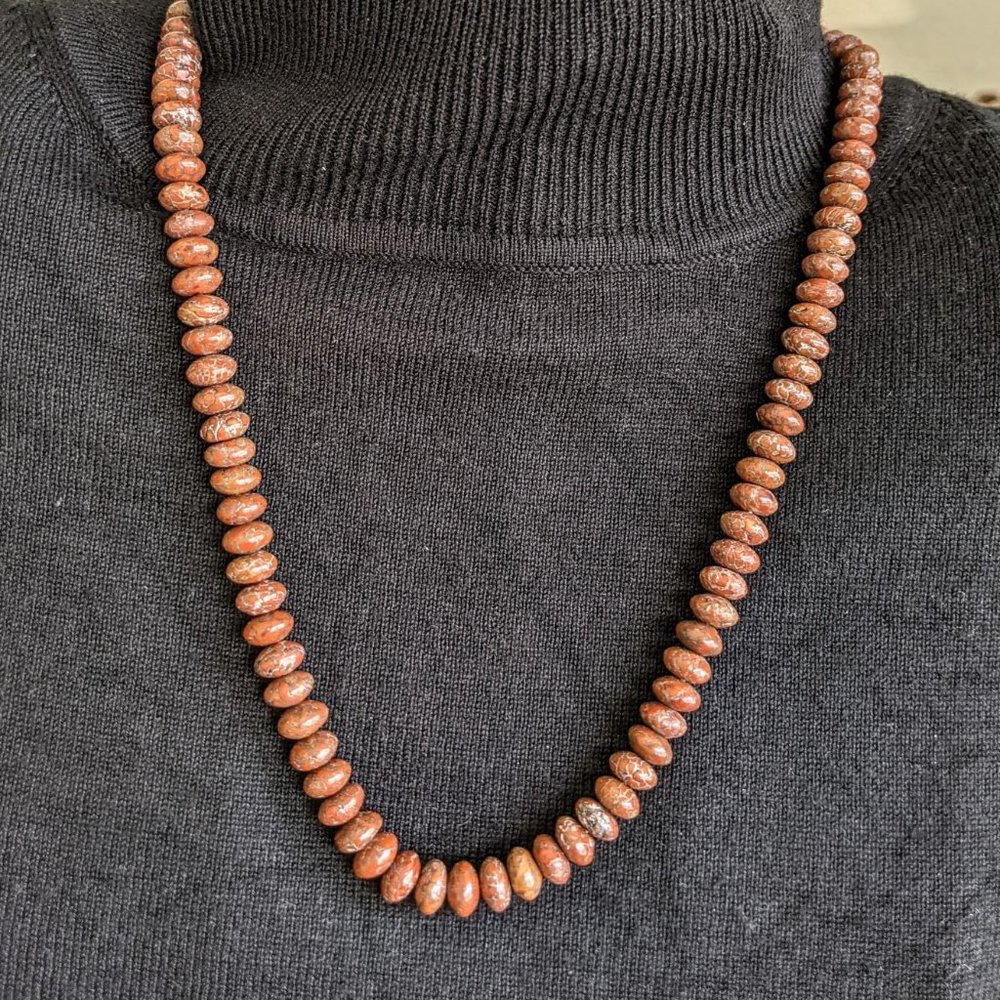 Fossilized Dinosaur Bone Marrow Bead Necklace
